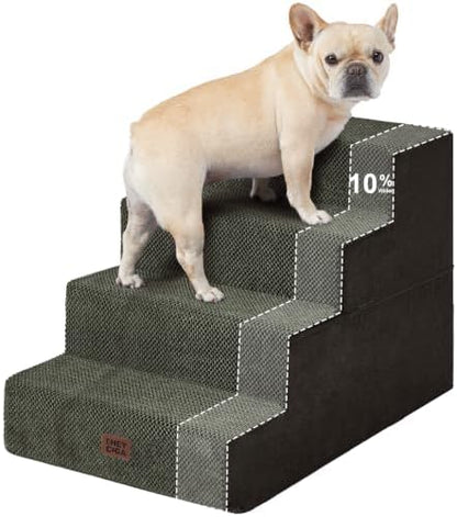 EHEYCIGA Dog Stairs for Bed 18" H, 4-Step Extra Wide Dog Steps by EHEYCIGA