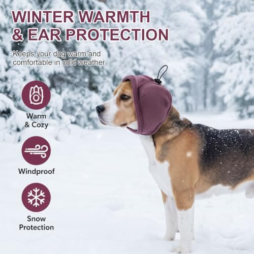 Quiet Ears for Dogs | Ear Muffs for Dog | Adjustable Ear Covers for Noise | No Shake Dog Head Wrap Dog Calming Hood for Thunder Fireworks Fabric and Thickened Soundproof Cotton(Marroon/22,S) - Image 2
