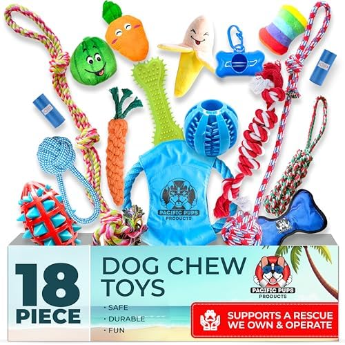 Pacific Pups Products Dog Chew Toys, Dog Toys Bulk, 18 Pack, Small/Medium by PacificPupsProducts