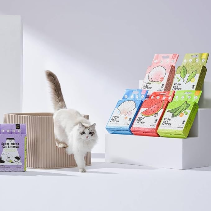Michu Tofu Cat Litter Natural Clumping Tofu Cat Litter, Fast Clumping and Easily Scoop-able 5.5lb/88oz 5 Scents - Greentea, 2 Pack