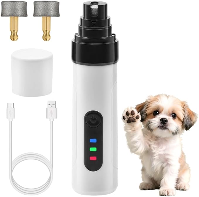 Dog Nail Grinder, 2026 New Silent Pet Nail Grinder, Electric Dog Nail Trimmers with 2 Speed, Quiet Pet Nail Trimmer for Small Medium Large Cats Dogs (Standard + 2 Grinding Head)