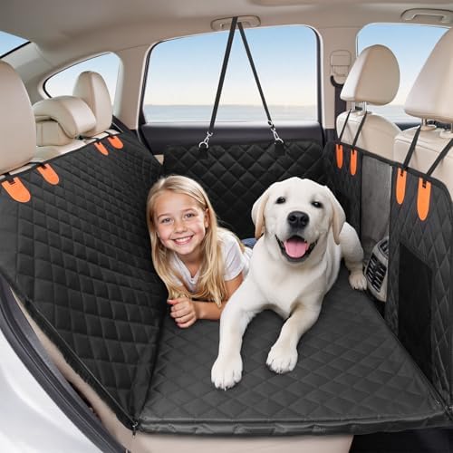 HOTEAGLE Pet Car Seat Cover with 3 Separate Hard Bottom Plates, Ideal for Car/SUV/Small Trucks, Back Seat Extender for Dogs Holds 400lbs, Black by MoreThanFireALifestyle