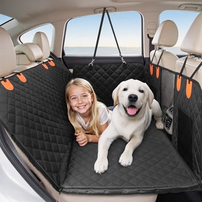 HOTEAGLE Pet Car Seat Cover with 3 Separate Hard Bottom Plates, Ideal for Car/SUV/Small Trucks, Back Seat Extender for Dogs Holds 400lbs, Black by MoreThanFireALifestyle