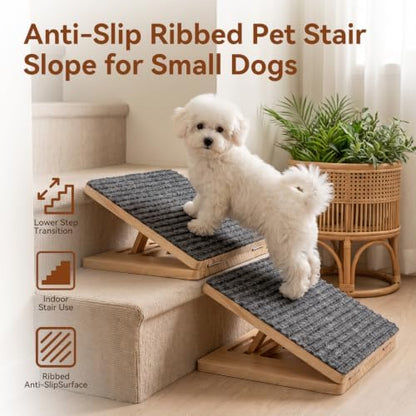 Dog Ramp for Stairs, Adjustable Non-Slip Wooden Ramp for Small Dogs, 2-Pack - Image 6
