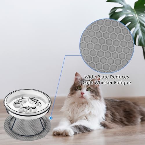 Ceramic Elevated Cat Bowls Set, Anti Vomit, Removable Dishes, Black 2-Pack - Image 5