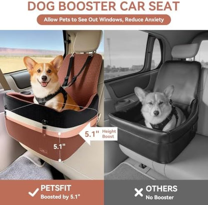 PETSFIT Dog Booster Car Seat with Patented Safety System, 5" Elevated Pad - Image 4
