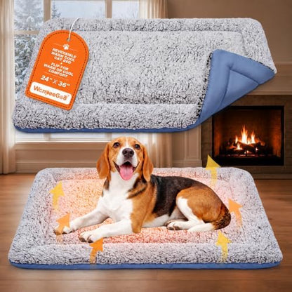 Self Warming Cat Bed, Reversible Cooling Mat for Cats, Dark Blue, 24x36 In by WanpeeGoo