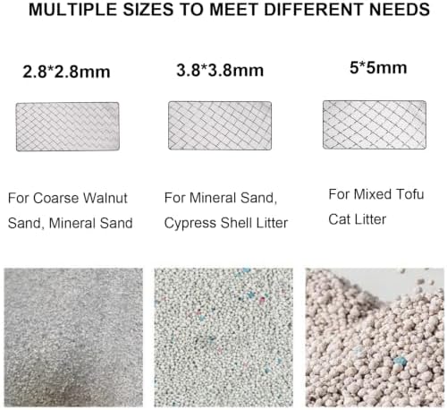 3PCS Cat Litter Scoop, Mesh Kitty Litter Scooper (2.8/3.8/5mm Mesh) - Image 3
