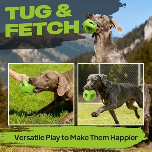 Fida Natural Rubber Dog Balls for Aggressive Chewers, Durable Dog Chew Toys for Large Dogs, Interactive Fetch & Tug of War Toys for Medium Large Breed Non-Toxic Dish Washable,4.5 * 4.5" - Image 4