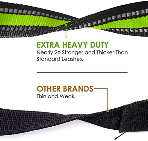JSXD Heavy Duty Double Handle Dog Leash - 5 FT with Comfortable Padded and Reflective Rope, for Small to Large Dogs (Wide-Green) - Image 4