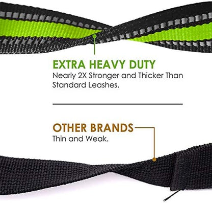 JSXD Heavy Duty Double Handle Dog Leash - 5 FT with Comfortable Padded and Reflective Rope, for Small to Large Dogs (Wide-Green) - Image 4