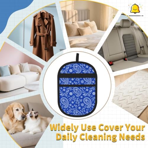 Blue Paisley Pet Hair Removal Glove Brush Pet Hair Remover Tool for Carpet - Image 7