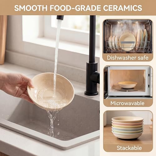 Ceramic Cat Food Bowls 6 Pack – Shallow Cat Bowl with Non-Slip Silicone Base, Whisker-Fatigue Dishes for Indoor Cats – Microwave Dishwasher Safe – 5.3 oz Colorful Pet Plates for Wet Dry Food Water - Image 7