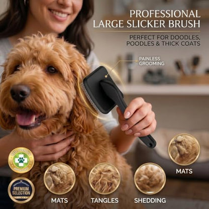 Slicker Brush for Dogs Grooming Kit with Cleaning Rake Tool 4PCS - Image 6