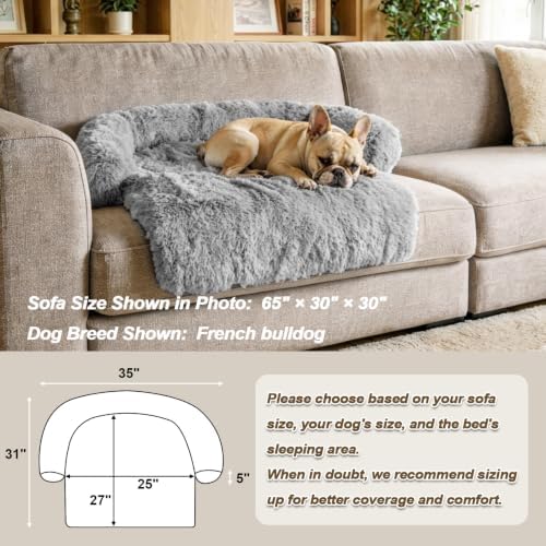 GGIB Calming Dog Bed Fluffy Plush Dog Mat for Furniture Protector with Removable Washable Cover for Large Medium Small Dogs and Cats (Small,Grey) - Image 5