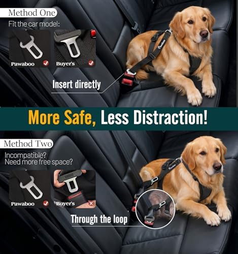 Pawaboo Dog Car Harness, Adjustable Dog Safety Vest Harness with Seat Belt - Image 2