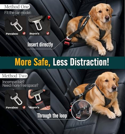 Pawaboo Dog Car Harness, Adjustable Dog Safety Vest Harness with Seat Belt - Image 2