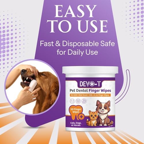 DEVO-T 100% Natural Dog Teeth Cleaning Wipes Unscented | 50 Count | Pet Teeth Cleaning Finger Wipes for Dogs, Cats & Horses | Remove Bad Breath, Plaque & Tartar Buildup | Dog Dental Wipes Finger - Image 7