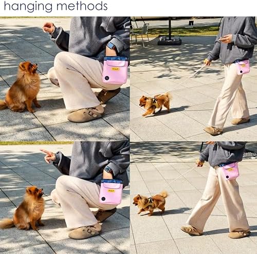 Raisingwell Dog Treat Pouch for Pet Walking and Training with Clicker 2 Cup Silicone Bag Small Fanny Pack Holder for Puppy Snack Dispenser Kit for Leash and Outdoor Use (Pink) - Image 5