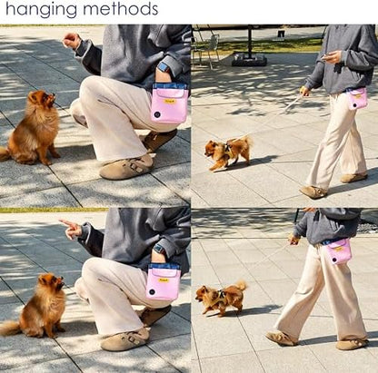 Raisingwell Dog Treat Pouch for Pet Walking and Training with Clicker 2 Cup Silicone Bag Small Fanny Pack Holder for Puppy Snack Dispenser Kit for Leash and Outdoor Use (Pink) - Image 5