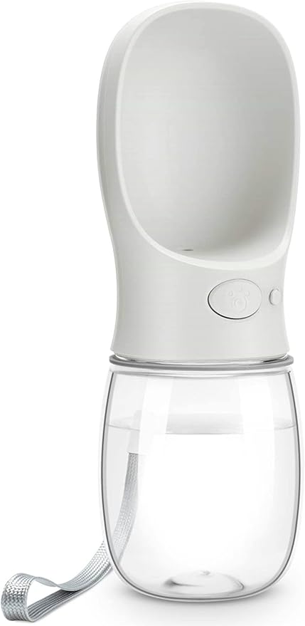 DEYACE Dog Water Bottle, Leak Proof Portable Pet Water Bottles for Dogs, Puppy Water Dispenser with Drinking Feeder for Travel (Milk White 12oz)