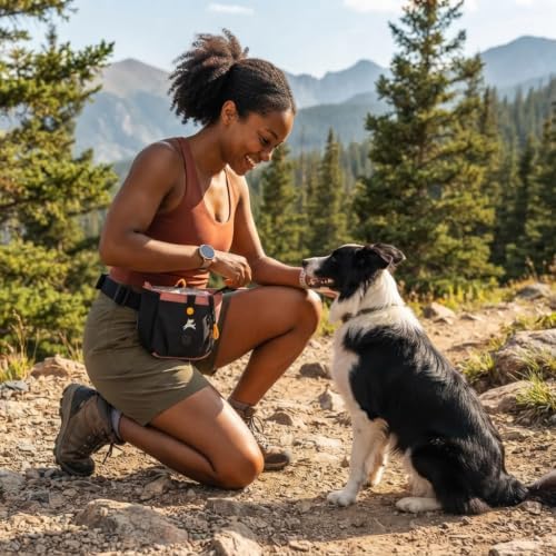 OllyDog Backcountry Day Bag | Dog Training Treat Pouch | Eco-Friendly Recycled Fabric Fanny Pack with Zipper Closure, Built-in Poop Bag Dispenser & Adjustable Waist Belt (Desert) - Image 2