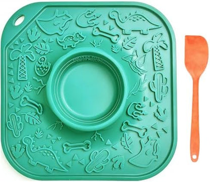 Lick Mat for Dog & Cat, Durable Silicone Licking Mat with Suction Cups, Easy-to-Clean, Chew-Proof, 2-in-1 Slow Feeder Pad Bowl for Dry & Wet Food, Puppy Enrichment Toy for Anxiety Relief, Pet Grooming by Unknown