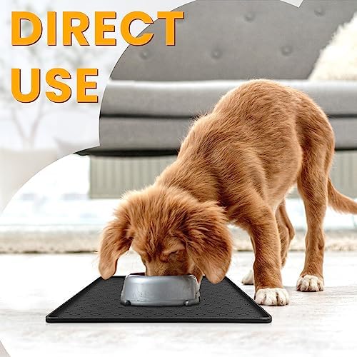 Ptlom Pet Placemat for Dog and Cat, Waterproof Non-Slip Silicone Feeding Bowl Mat Prevent Food and Water Overflow, Puppy Dish Feeder Fountain Trays Suitable for Medium and Small Pets, Black - Image 3