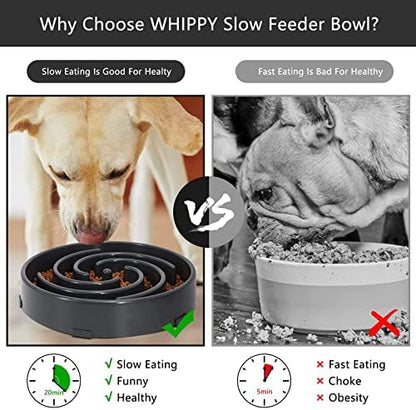 Slow Feeder Large Dog Bowl - Maze Puzzle Bowl for Medium to Large Dogs - Non Slip, Interactive, Bloat Stop, Healthy Feeding Dish - Gray - Image 5