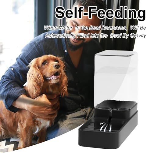 Automatic Cat Feeder and Water Dispenser in Set with Pet Food Bowl,Gravity Dog Waterer and Food Feeder for Small Medium Dog Cat Puppy Kitten Large Capacity(3.3L,Black) - Image 6