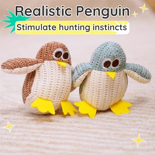 Cat Toy Kicker Pillows, Plush Catnip Cat Toy Interactive Kitty Toy for Kitten Felines Chew Enrichment, Soft Penguin-Shaped 5.91” Size for Bored Indoor Adult Cat Cuddle Teething Scratch Play - Image 4