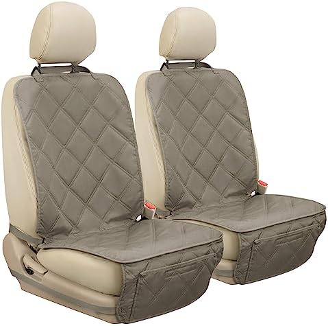 YESYEES Dog Front Seat Covers for Cars, 2 Pack Waterproof Bucket Seat Covers for Dogs with 4 Nonslip Straps, Long-Lasting Pet Car Seat Protector Universal Fit for Cars Trucks and SUVs (Khaki) by YESYEES