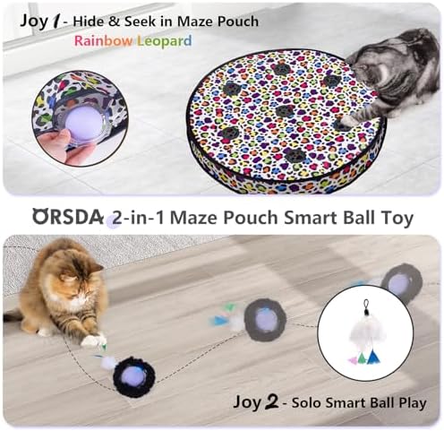 ORSDA Cat Toys, Interactive Activated Moving Ball in 7 Holes Mat, Automatic Fast Rolling Ball, Hide and Seek Toys for Indoor Cats, Exercise Kicker Mouse Catching Game - Image 2