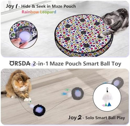 ORSDA Cat Toys, Interactive Activated Moving Ball in 7 Holes Mat, Automatic Fast Rolling Ball, Hide and Seek Toys for Indoor Cats, Exercise Kicker Mouse Catching Game - Image 2