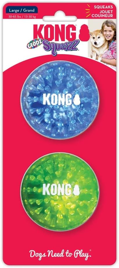 KONG Company 38749422: Squeezz Geodz Squeaker Ball Dog Toy, Lg