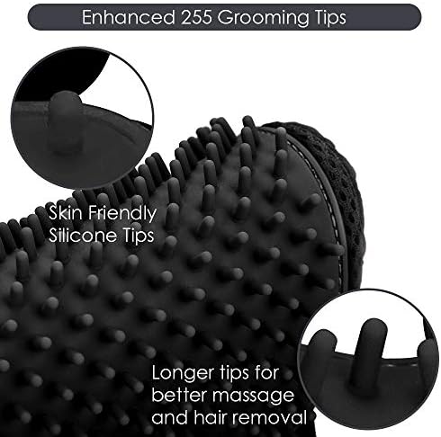 Pet Hair Removal Glove with 255 Silicone Tips for Dogs & Cats, 1 Pair Black - Image 3