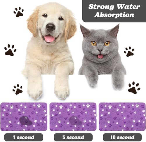 Dog Food Mat, Absorbent Water Bowl Mats Cat Pet Feeding Placemats 20 * 12 inch - Image 2