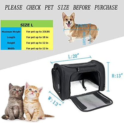 Soft Sided Carrier for Small Medium Cats Dogs,Removable Pad Collapsible Travel Pet Carrier Large Black - Image 4