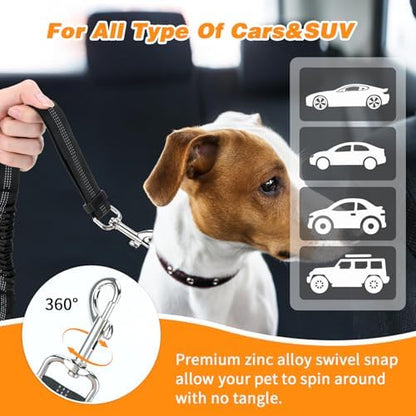 BWOGUE Double Dog Seat Belt for Car, Reflective Headrest Restraint Lead - Image 5