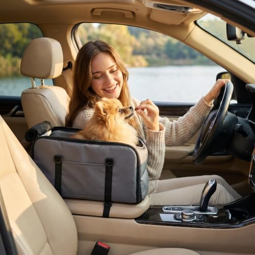 Center Console Dog Car Seat for Small Dogs Under 13LBS Grey - Image 4