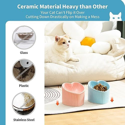 5.5" Blue Ceramic Raised Tilted Cat Food Bowl 1 Pack - Image 6