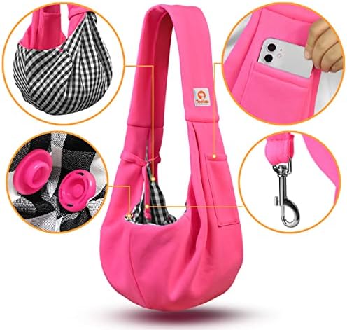 Tomkas Dog Cat Carrier Sling Classic Pocket & Classic Strap(M,Rose red) - Image 2