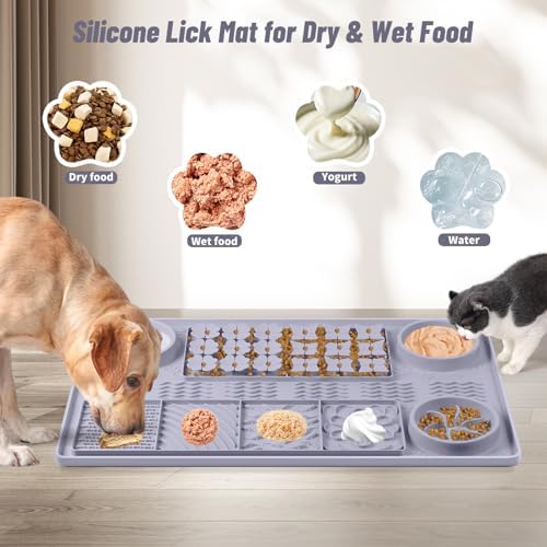 Silicone Lick Mat for Dogs 32"x 20" Large Slow Feeder Mat, Grey - Image 2