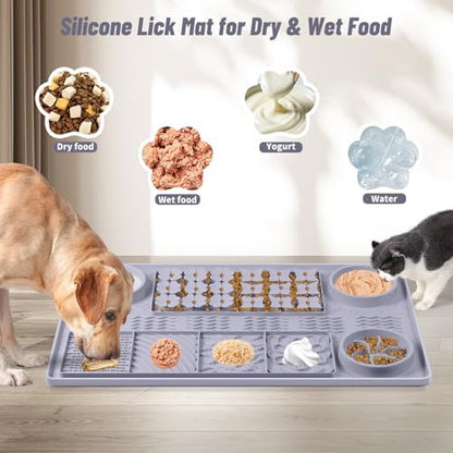 Silicone Lick Mat for Dogs 32"x 20" Large Slow Feeder Mat, Grey - Image 2