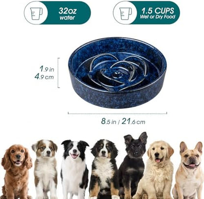 vancasso Slow Feeder Dog Bowl, 1.5 Cup Ceramic Puzzle Dish for Medium Breed - Image 2