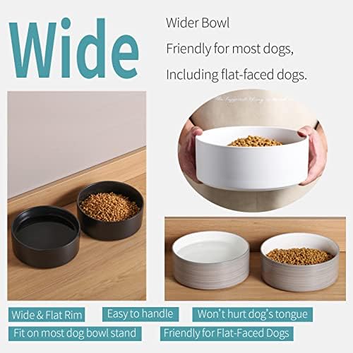 White Dog Bowl Ceramic for Medium Large Breed, Heavy Weighted Dog Food Water Feeder Dish, Non - Slip Modern Cute Extra Big Porcelain 8 in Pet Bowl Maze - Image 4