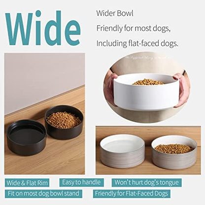 White Dog Bowl Ceramic for Medium Large Breed, Heavy Weighted Dog Food Water Feeder Dish, Non - Slip Modern Cute Extra Big Porcelain 8 in Pet Bowl Maze - Image 4