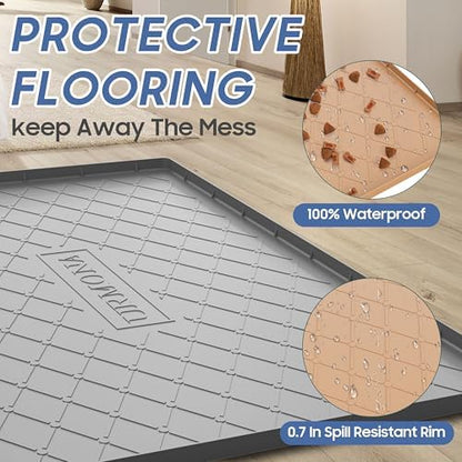 URMONA Pet Food Mat 37 x 22 in, Waterproof Silicone Dog Food Mat Litter Mat - Image 3