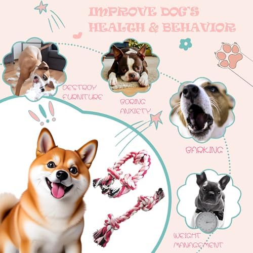 2-Pack Dog Rope Toy Durable Cotton Dog Chew Toys for Aggressive Chewers Interactive Tug of War and Teeth Cleaning for Small to Medium Breed Pets(Pink, Medium) - Image 6