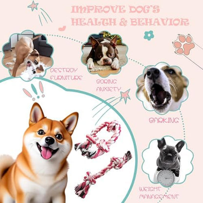 2-Pack Dog Rope Toy Durable Cotton Dog Chew Toys for Aggressive Chewers Interactive Tug of War and Teeth Cleaning for Small to Medium Breed Pets(Pink, Medium) - Image 6